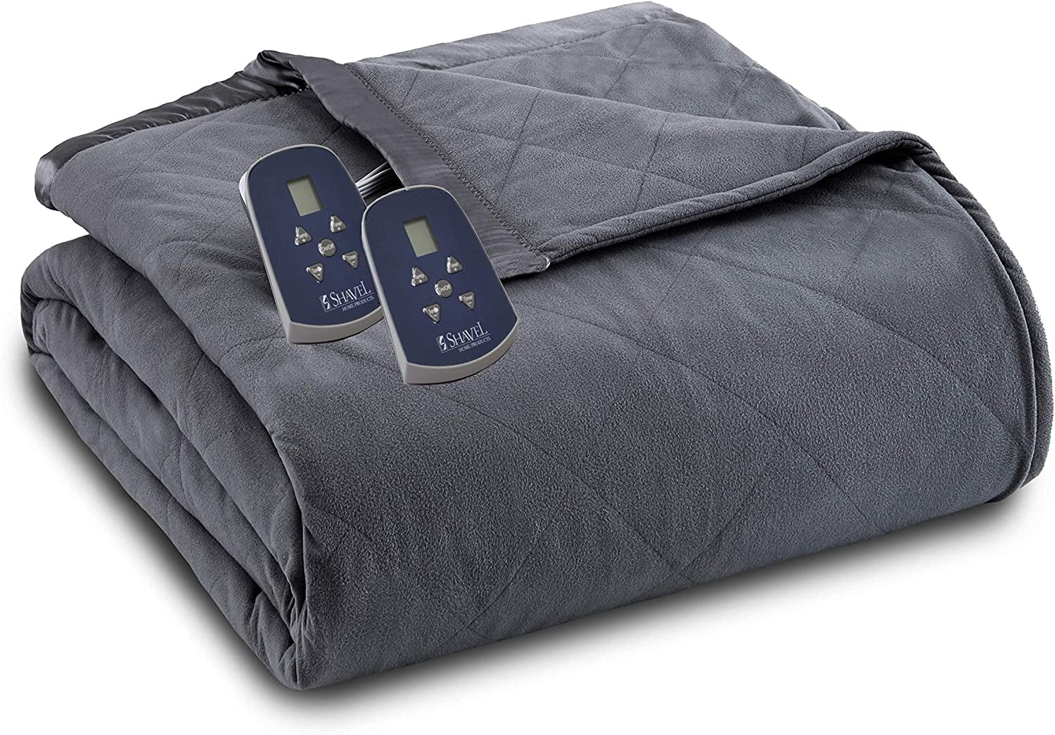 Shavel Home Products Thermee Micro Flannel Electric Blanket, Gray