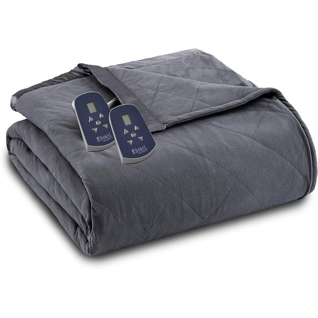 Shavel Home Products Thermee Micro Flannel Electric Blanket, Gray Flannel, 100 Polyester