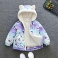 thumbnail image 3 of GYRATEDREAM Kids Girls Bear Ear Hooded Winter Jacket Fleece Lined Cartoon Rabbit Print Warm Coat 2-10Y, 3 of 8