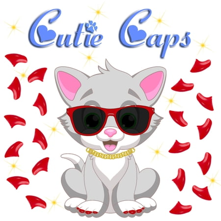Cutie Caps 40 pack Large Candy Apple Red Soft Nail Guard for Cat Paws / Claws
