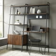 thumbnail image 3 of 2-Piece Metal & Wood Ladder Desk and Storage Shelf in Dark Walnut, 3 of 3