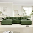thumbnail image 3 of Oversized Modular Sectional Sofa with Premium Corduroy Fabric, Ergonomic 3-Seater Deep Seat & Chaise Lounge, Easy Assembly for Living Rooms, Green, 3 of 9