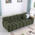 thumbnail image 2 of Olive Green Boucle 3 Seater Marshmallow Sofa - 87.4" Length, 35.83" Depth, Multi-Density Foam for USA Body Structure, 2 of 9