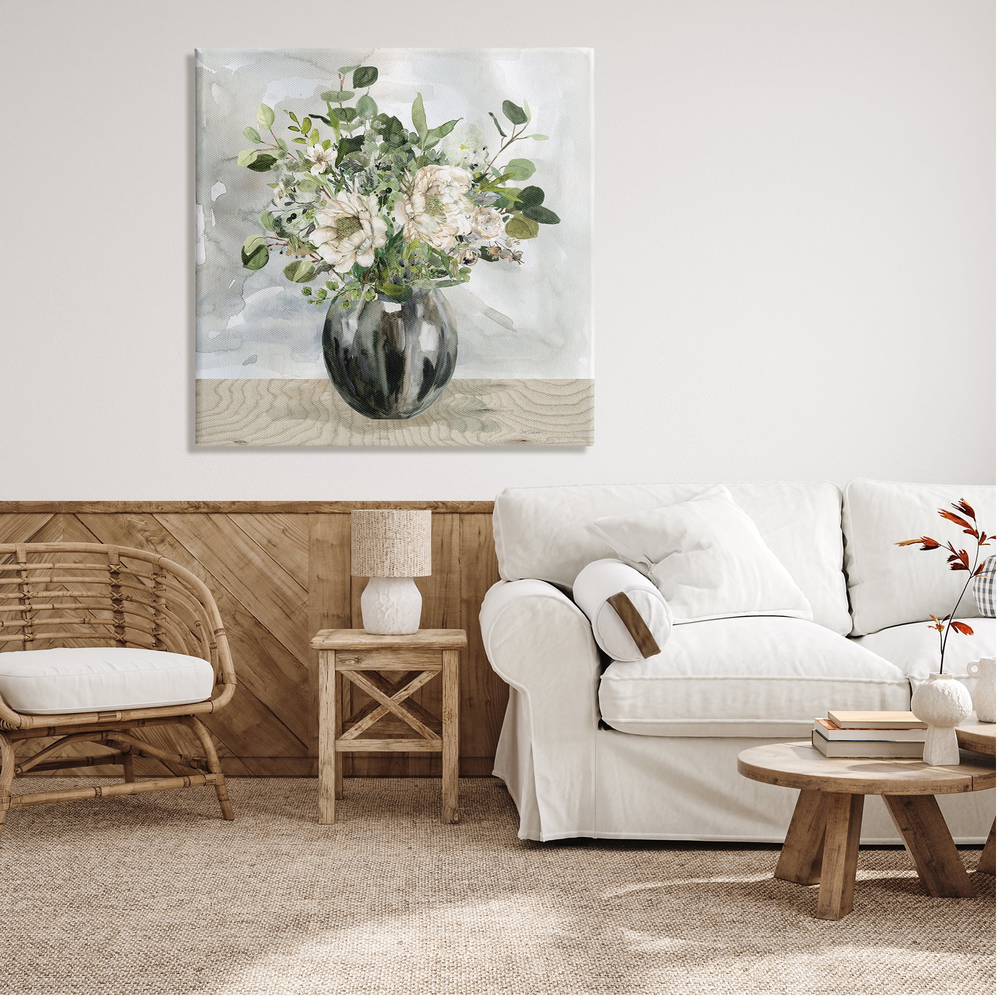 Stupell Industries Detailed Flower Arrangement Mixed Blooms Vase Bouquet Graphic Art Gallery Wrapped Canvas Print Wall Art, Design by Carol Robinson