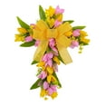 thumbnail image 5 of Sharprepublic Easter Cross Wreath Floral Wreath Door Wreath Artificial Flower Wreath for Pink Yellow Flowers, 5 of 8