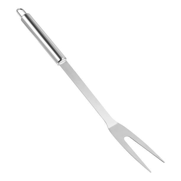 Tenedor de barbacoa de acero inoxidable de dos puntas, tenedor para carne asada, tenedor de pavo para camping, picnic, hogar