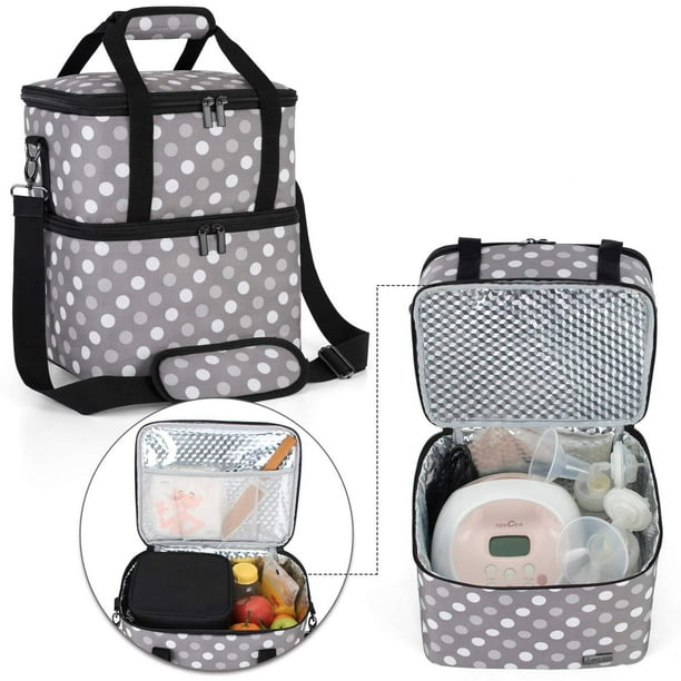 Luxja Breast Pump Bag with 2 Insulated Compartments for Breast Pump and ...