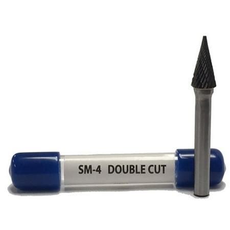 - SM-4 Pointed Cone Shape - Premium Double Cut Tungsten Carbide Burr 1/4