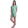 thumbnail image 2 of Moomaya Ensemble de Pyjama en Coton pour Femmes, Chemise de Nuit à Col Cranté à Manches Courtes, 2 of 6
