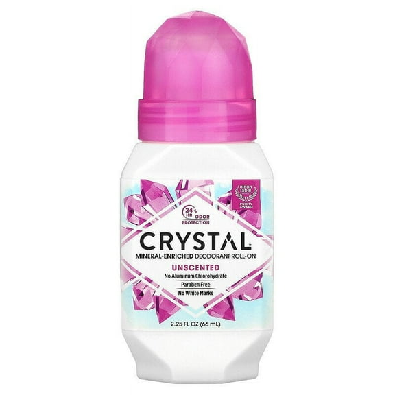 Crystal Body Deodorant, Mineral-Enriched Deodorant Roll-On, Unscented, 2.25 fl oz (2 Pack)