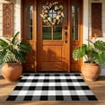 thumbnail image 4 of Orange and Black Plaid Rug, 32'' x 20'' Fall Outdoor Front Door Decor Mat, Cotton Washable Hand-Woven Rug for Layered Doormat, Autumn Halloween Thanksgiving Carpet for Porch, Entryway, 4 of 7