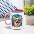 thumbnail image 2 of Hippie Corgi Portrait oil painting Watercolor Tie-dye Vintage 11oz Accent Two-tone Mug Welsh Corgi Dog Lover Gifts Idea Coffee Tea Cup - 00015, 2 of 5