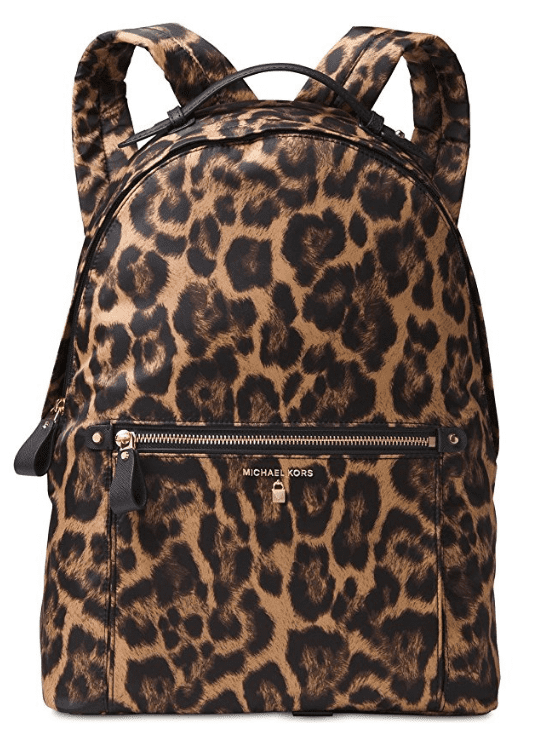 kelsey large leopard nylon backpack