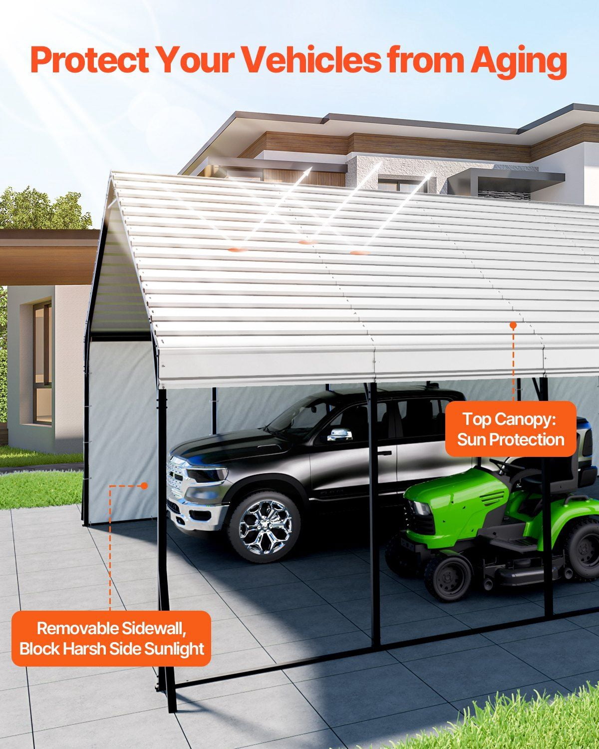 20 x 24 ft Heavy-Duty Metal Carport, Outdoor Car Shelter Garage for Cars, Trucks, Boats, RVs & Vehicles – Weather-Resistant Steel Canopy Cover with Anchoring Kit