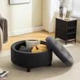 thumbnail image 3 of CQSXDA Upholstered Round Ottoman With Reversible Lid In Beige Fleece Fabric For Living Room Bedroom Office Storage Stool，Gray, 3 of 10
