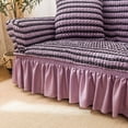 thumbnail image 4 of Homore 1 Piece Sofa Slipcover with Pleated Ruffled Skirt Washable High Stretch Durable Furniture Protector,3 Seater,Striped Purple, 4 of 12