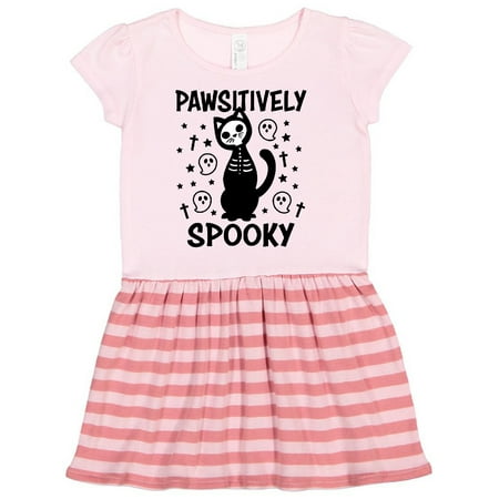 

Inktastic Pawsitively Spooky Skeleton Cat with Ghosts and Crosses Gift Toddler Girl Dress