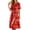 Red, variant on Women's Casual Printed Short Sleeve Summer Dress Flowy Swing Knee Length Beach Outfit Brown XXL