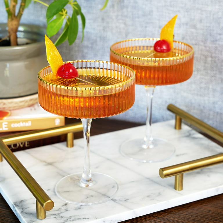 Colored Art Deco Cocktail Glasses, Gold Rimmed Vintage Martini Set, Pink  Cocktail Glass, barware, glassware set, cocktail party, bridesmaid