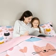 thumbnail image 4 of Castle Fairy Cute Cats 7-Piece Twin Bedding Sets for Girls Boys Children,Love Heart Print Bedding Comforter Set,Kawaii Pets Breathable Sheet Sets,Ultra Soft Home Decor, 4 of 8