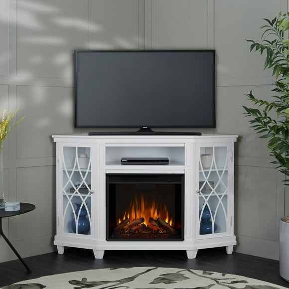Real Flame Lynette 129.5 cm (51 in.) Media Corner Fireplace White