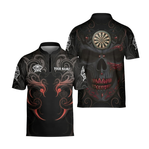 Custom Darts Jersey 3D Skull Smoke Tribal Pattern Dart Shirt for Team 1/4