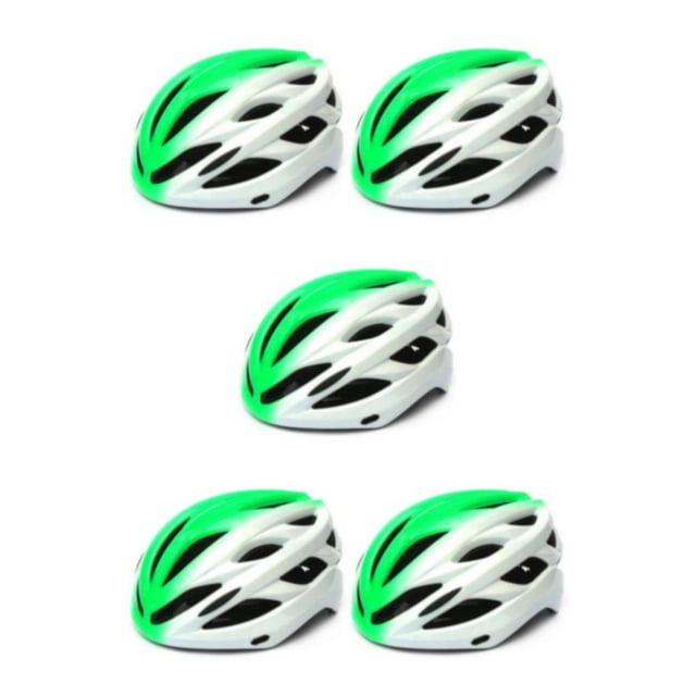 mmirethe 22hole Bike Helmet Breathable Sports Shock Absorption Adjustable Riding Cycling Detachable Visors Safety Hat Green White L 5Set