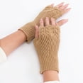 thumbnail image 4 of Xfvqtps Fingerless Gloves for Womens Lace Hollow Out Thumb Hole Medium Length Arm Warmer Knitting Crochet Solid Color Fashion Thermal Warm Winter Mittens Yellow, 4 of 5