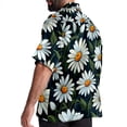 thumbnail image 3 of Daisy Men's Short Sleeve Poplin Shirt, Casual Printed Button Down, Summer Beach Hawaiian Shirts, Unisex, 3 of 6