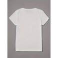 thumbnail image 3 of Camiseta de cuello redondo con estampado de letras y zapatillas, camiseta informal de manga corta para primavera y verano, ropa de mujer, camiseta deportiva de ocio., 3 of 6