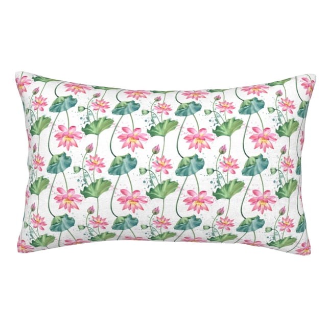 Fotbe Lotus Flower Funda de Almohada Decorativa Estilo Occidental, Lujo en Algodón, Fundas para Almohadas King, Cojín Estampado para Decoración del Hogar-14"x20"