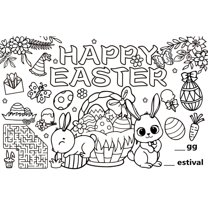 Gaiwos Easter Coloring Placemats 6 Pcs, Disposable Paper Mats for Kids Table, Easter Disposable Paper Place for Party Decorations School Activity Supplies, 17 * 11 in