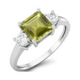 thumbnail image 2 of 0.95 Ctw Princess cut Square Lemon Quartz 925 Sterling Silver Trio Stone Dainty Women Valentines Day Gifts Ring, 2 of 4