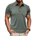 thumbnail image 2 of TAGOLD Mens Summer Short Sleeve Turndown collar Blouse & Shirt Color Half Button Pocket Top, 2 of 5