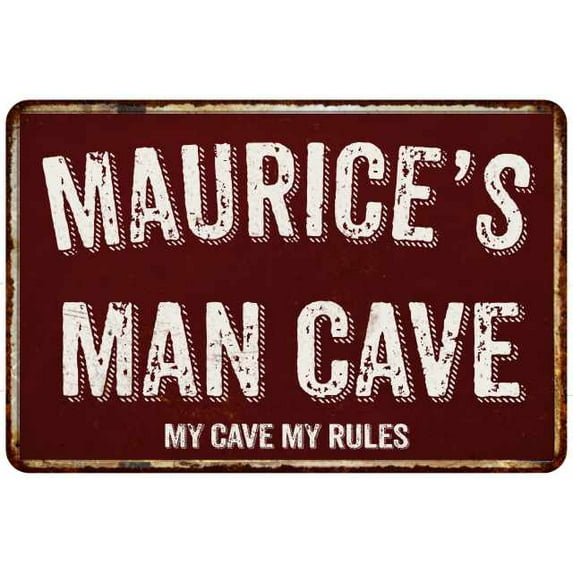 MAURICE'S Man Cave Red Grunge Sign Metal 8x12 Decor 108120003418