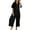 Black, variant on Casual Jumpsuits for Women Summer Short Sleeve Button Down Pockets Jumpsuit Rompers Overalls