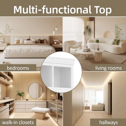 78.7" H Hall Tree with Bench and 5 Storage Cubbies, Modern Entryway Organizer Cabinet with 4 Doors, 5 Drawers, Adjustable Shelves, MDF, Metal Handles, for Hallway, Living Room, White