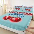 thumbnail image 3 of Manfei Cartoon Cherry Bowknot Queen Sheet Sets,Cute Stars Print Flat Sheet,Blue Red Queen Fitted Sheet For Teens,Microfiber Bedroom Decor,4 Pieces, 3 of 7