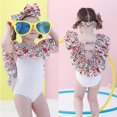 thumbnail image 2 of Traje de baño de una pieza para niña pequeña Traje de baño elegante para niña Traje de baño con volantes Trajes de baño Traje de baño con cordones, 3-4 años, Floral Feliz Sencillez, 2 of 5