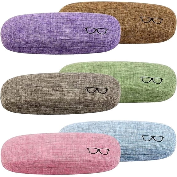 6 Pack Hard Shell Eyeglasses Case, Unisex Protective Glasses Storage Holder for Sunglasses Reading Glasses