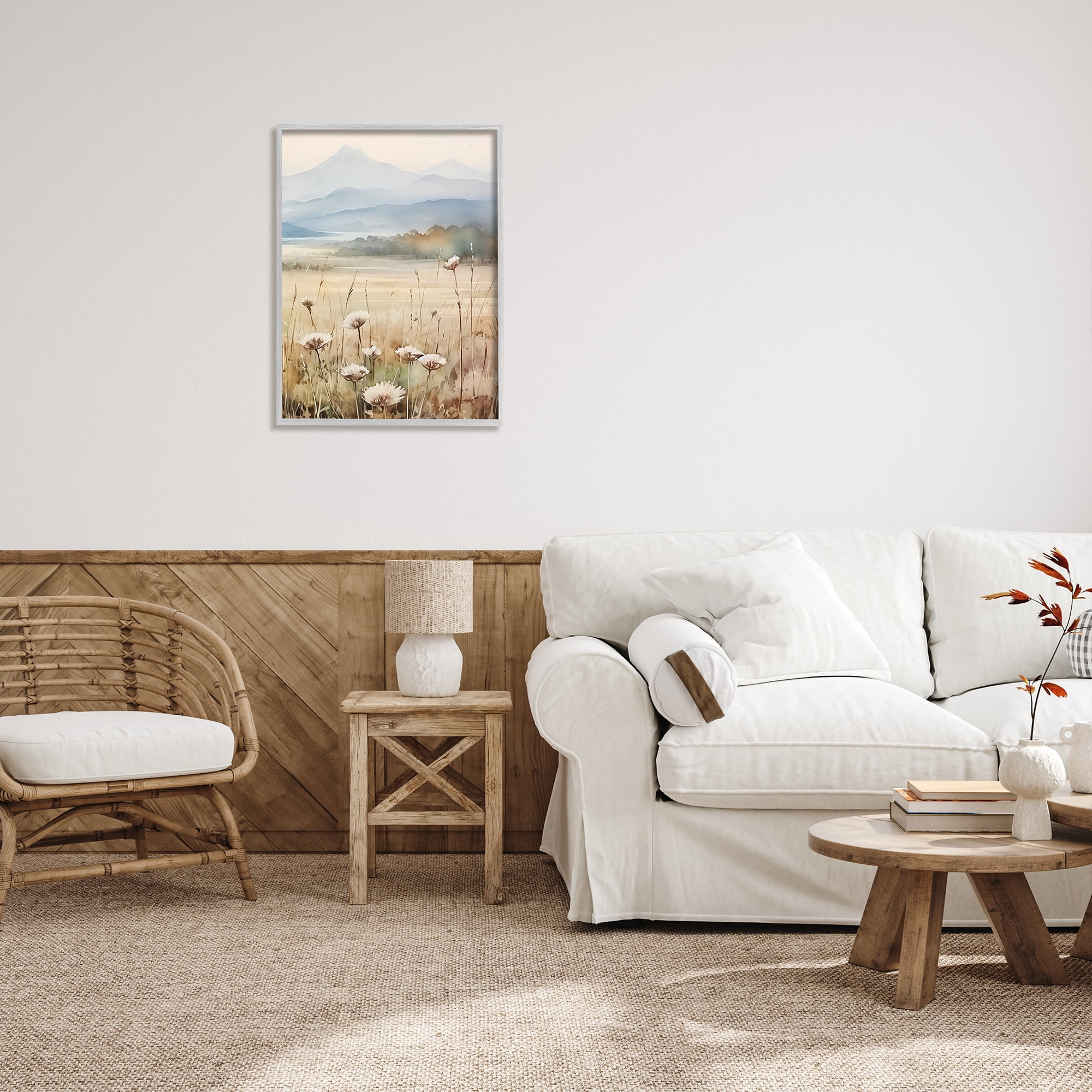 Stupell Industries Foggy Peaks Landscape Landscape Painting Gray Framed Art Print Wall Art, 24 x 30