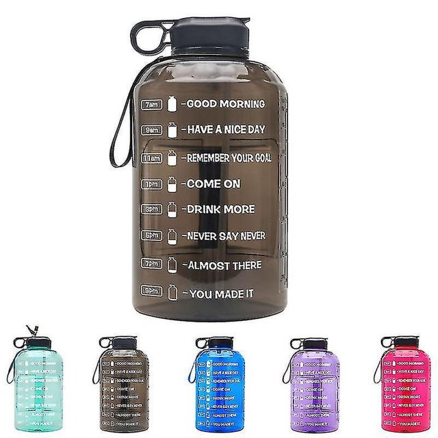 Botella de agua de un galón con marcador de tiempo sin Bpa, jarra de agua grande de 3,78 litros con jarra de un galón