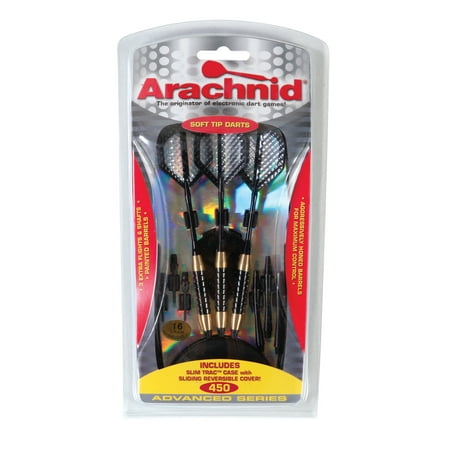 - Arachnid Black & Brass 16-Gram Soft Tip Darts with Carry Case Designed for Electronic Dartboards