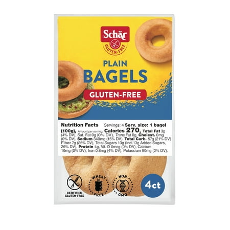 Schar Gluten Free Classic and Chewy Pre-Sliced Plain Bagels, 14.1 oz