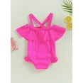 thumbnail image 4 of Bagilaanoe Toddler Baby Girls One-Piece Swimsuit Off Shoulder Sleeveless Ruffle Swimwear 12M 18M 24M 3T 4T Kids Bathing Suit Beachwear, 4 of 9