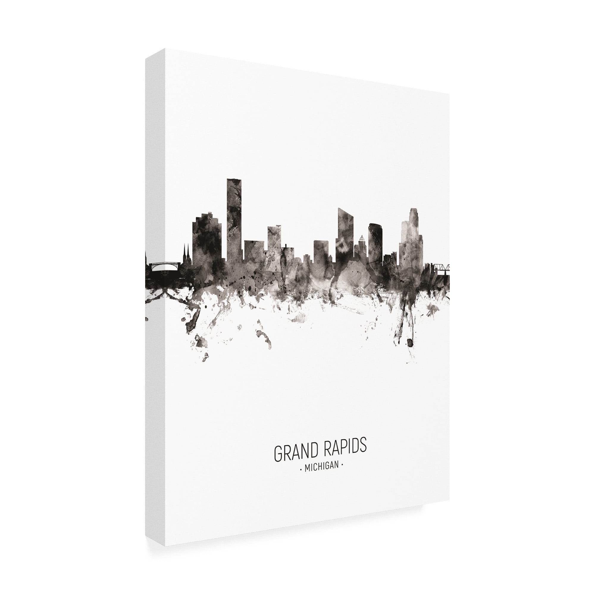 Trademark Fine Art 'Grand Rapids Michigan Skyline Portrait II' Canvas Art by Michael Tompsett