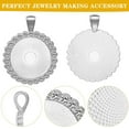 thumbnail image 3 of 20 Pieces Rhinestone Bezel Pendant Trays Cabochon Pendant Setting with 20 Pieces Transparent Glass Cabochons Clear Round Cabochons Tiles for Jewelry Craft Making, 3 of 7