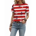thumbnail image 2 of Gynyvoja Women'S Striped T-Shirts Short Sleeved Shirts Classic Fit Casual Pullover Tops Red XL, 2 of 8