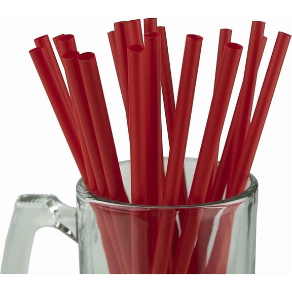 Plastic Smoothie Straws, BPA-Free, 10" x 0.28", 250 Count, Red