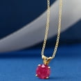 thumbnail image 2 of Gem Stone King 18K Yellow Gold Plated Silver Red Ruby Pendant Necklace for Women (1.00 Cttw, Gemstone July Birthstone, Round 6MM, With 18 inch Silver Chain), 2 of 5